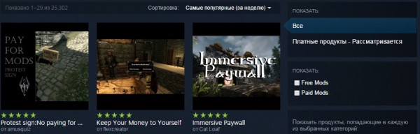 Появилась новая вкладка меню Paid Mods