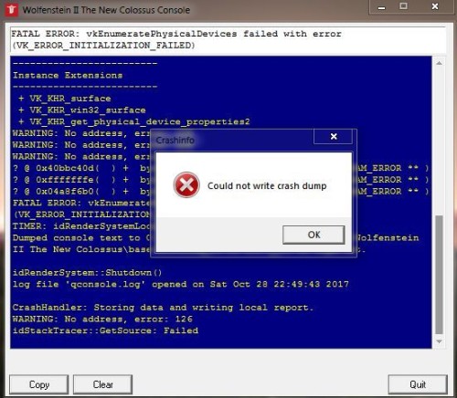 Wolfenstein 2 The New Colossus vk error initialization failed