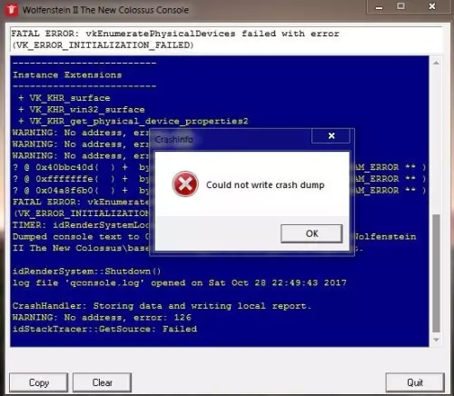 Wolfenstein 2: The New Colossus vk error initialization failed